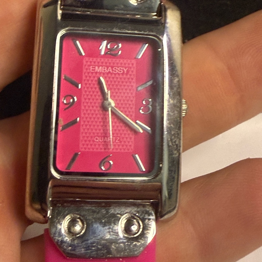Bass Pink and Silver Quartz Watch